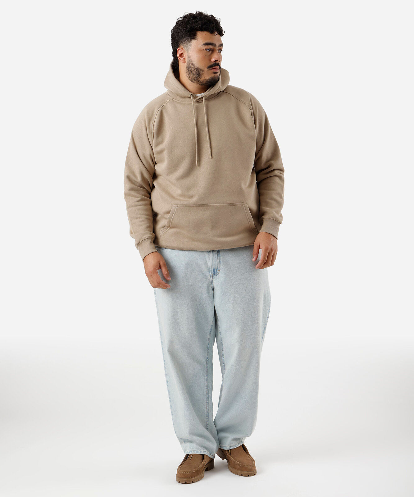blusão de moletom plus size com capuz bege