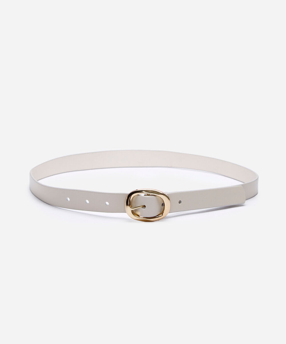 cinto fivela orgânica oval off white