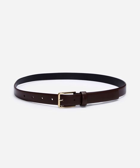 cinto fivela retangular marrom