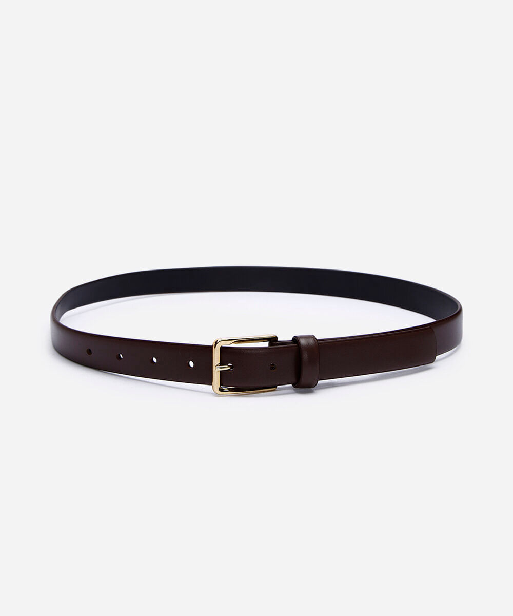 cinto fivela retangular marrom