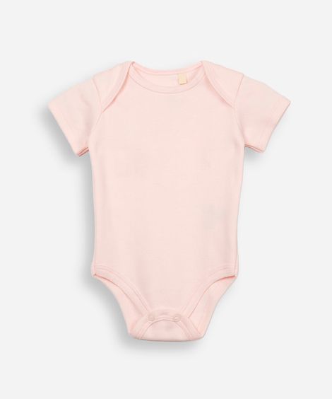 body infantil liso manga curta rosa claro