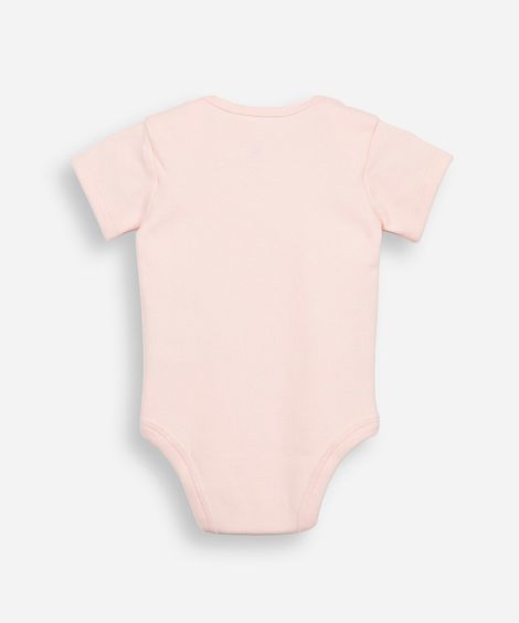 body infantil liso manga curta rosa claro