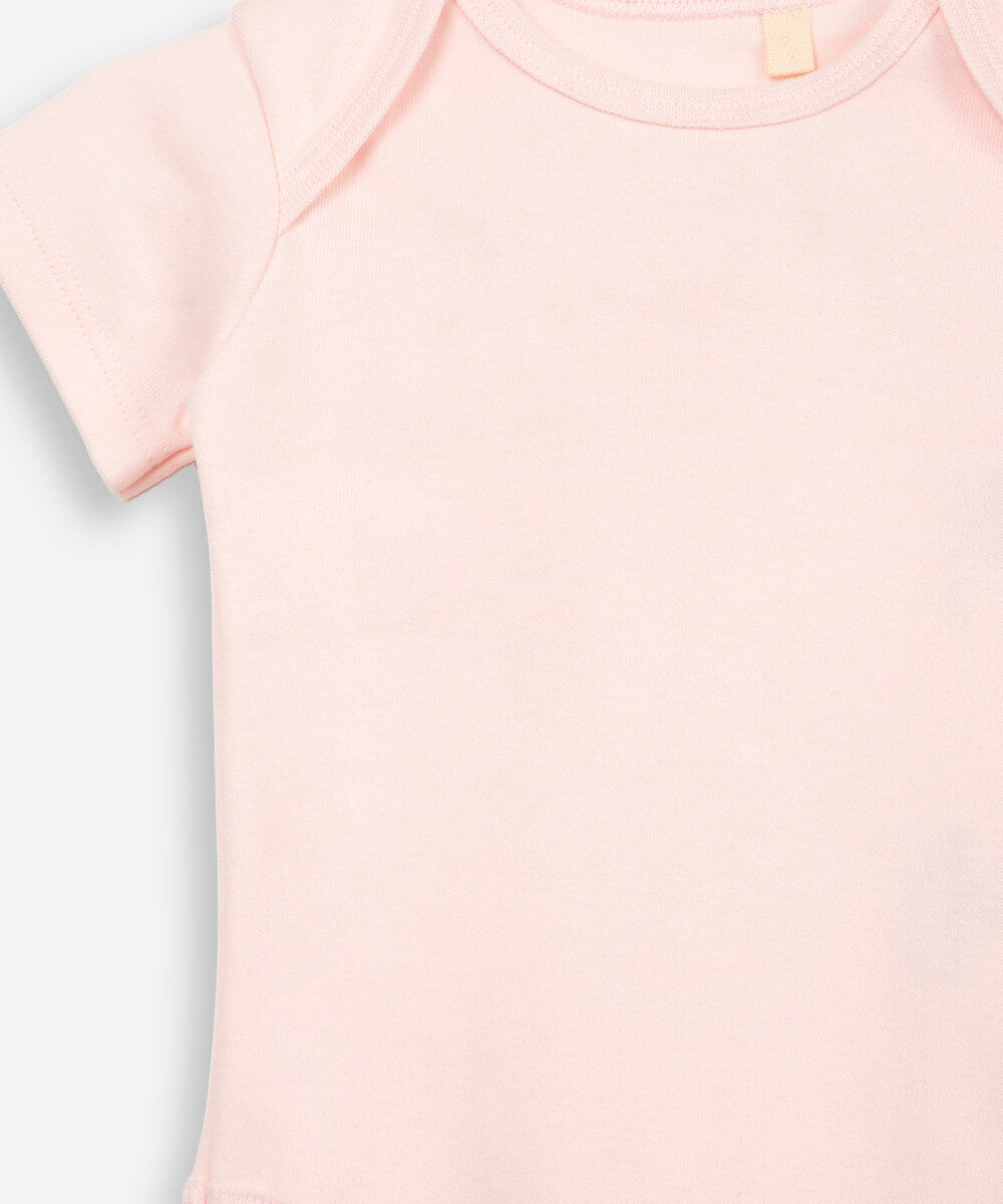 body infantil liso manga curta rosa claro