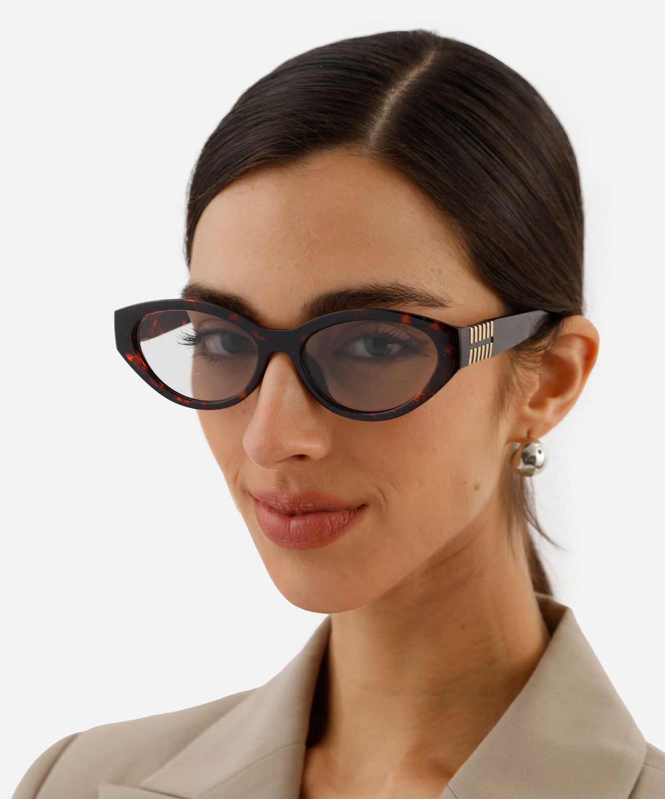 óculos de sol feminino oval tartaruga de acetato triton marrom