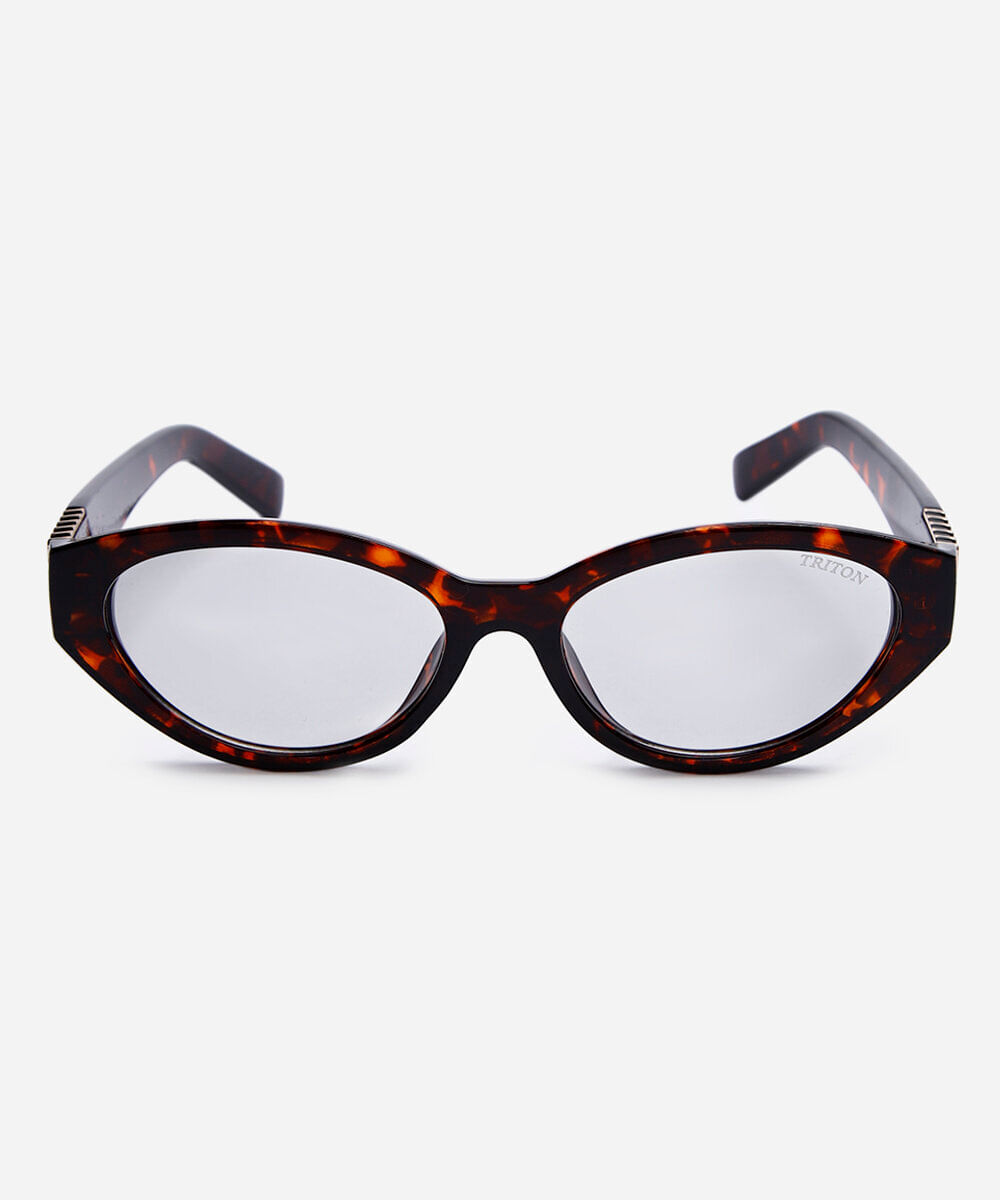óculos de sol feminino oval tartaruga de acetato triton marrom