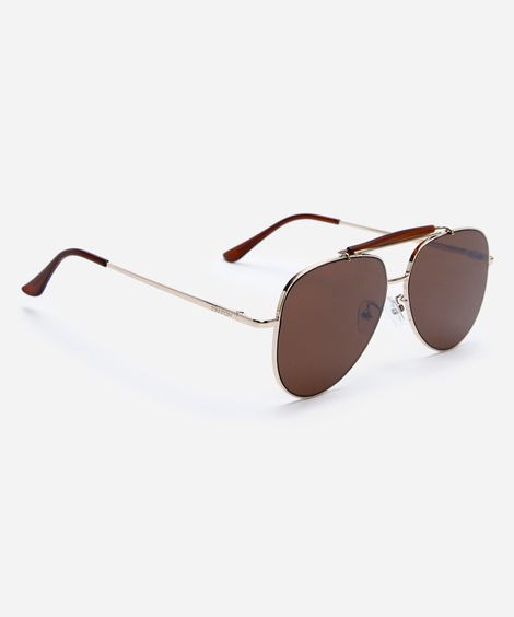 óculos de sol masculino aviador de metal triton dourado