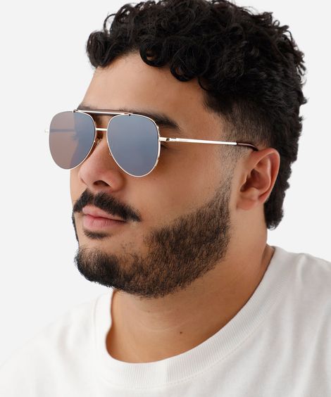 óculos de sol masculino aviador de metal triton dourado