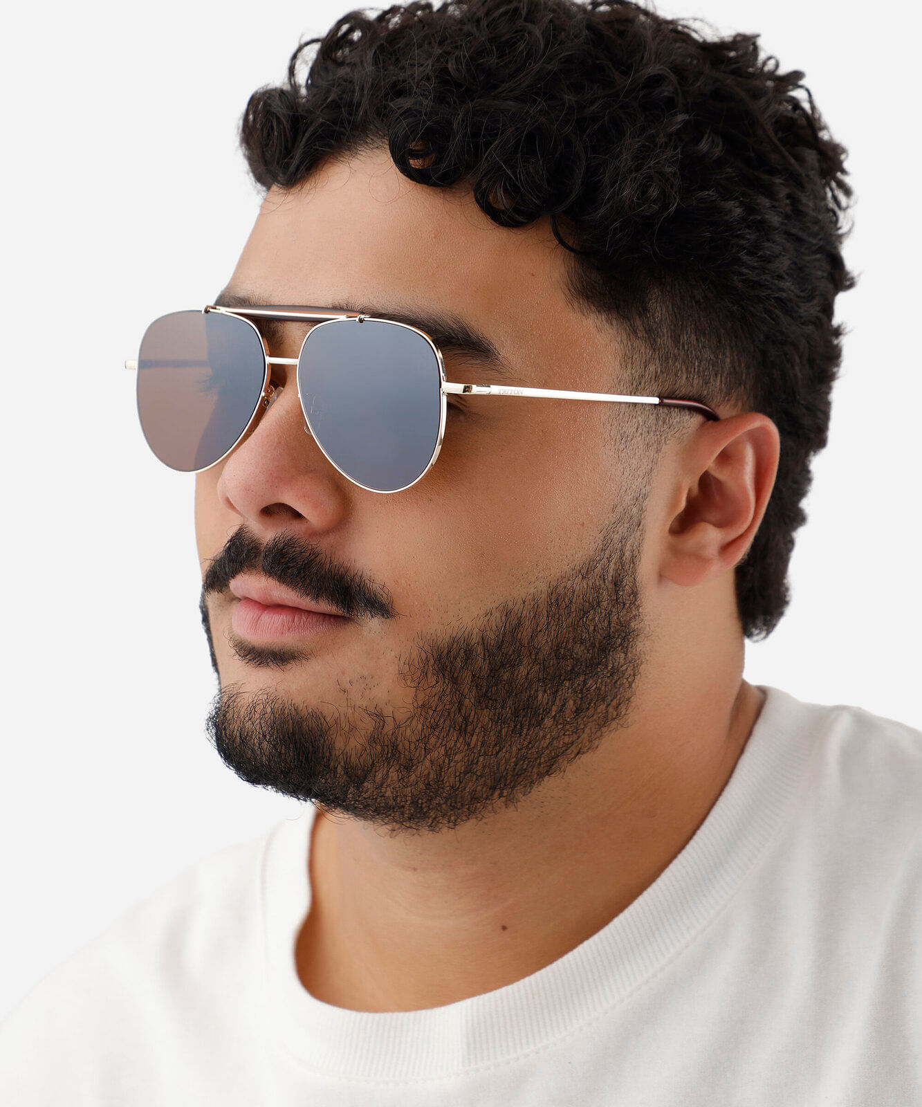 óculos de sol masculino aviador de metal triton dourado