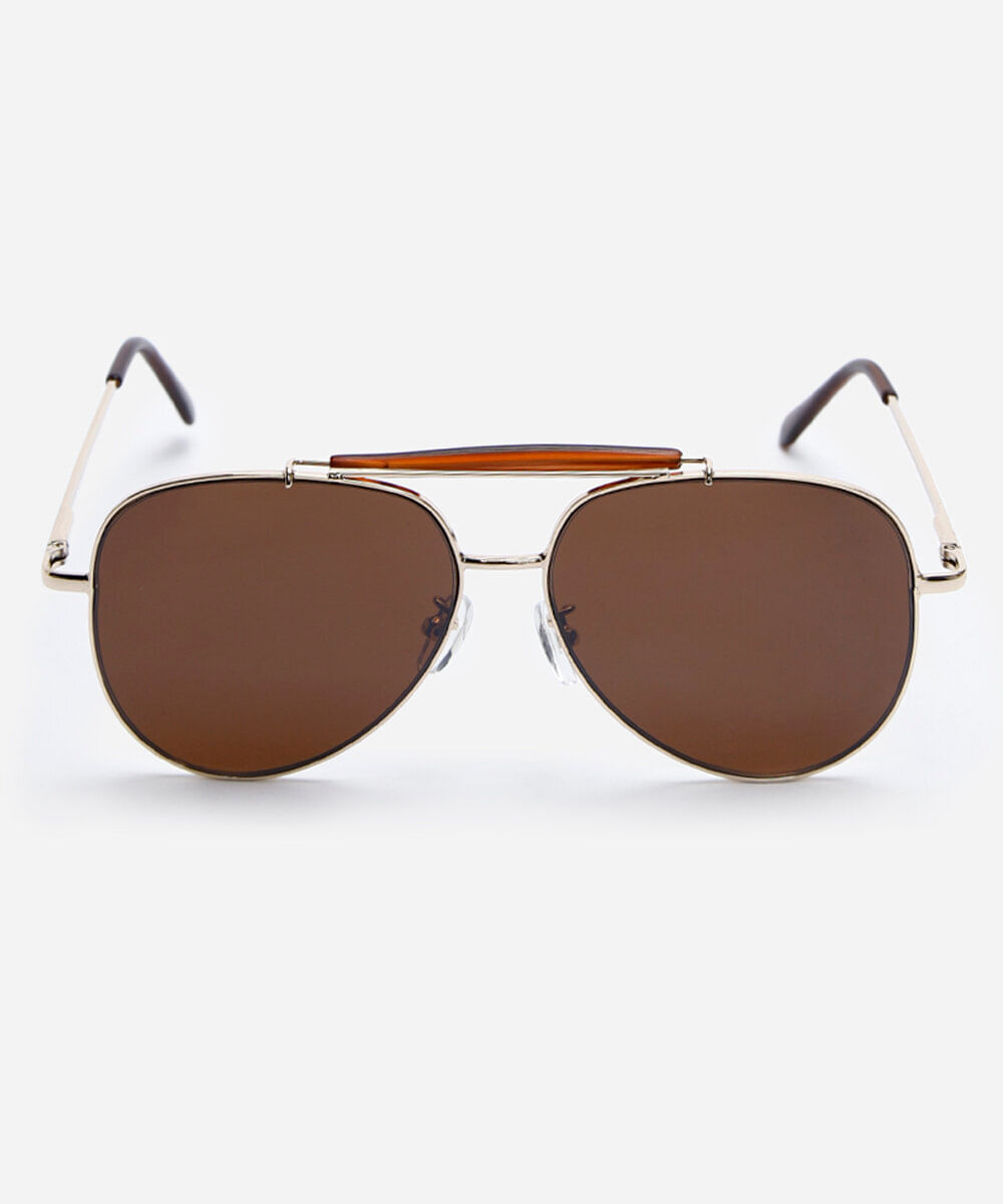 óculos de sol masculino aviador de metal triton dourado