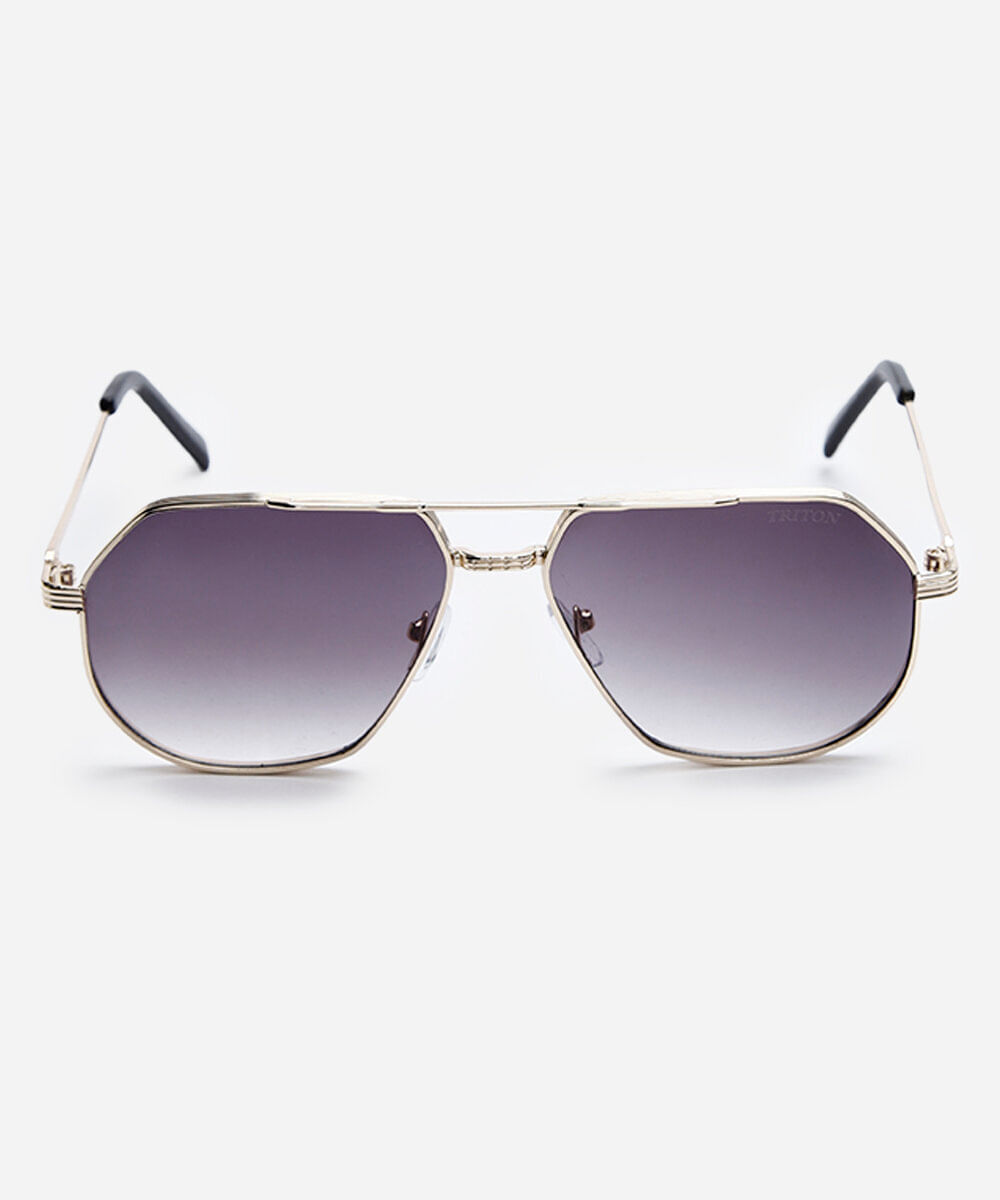 óculos de sol masculino aviador de metal triton dourado