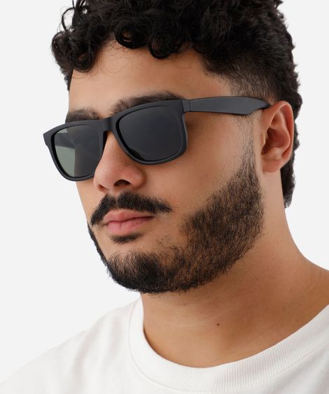 óculos de sol masculino quadrado de acetato preto