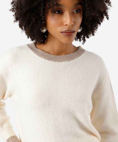 suéter feminino de tricot bege