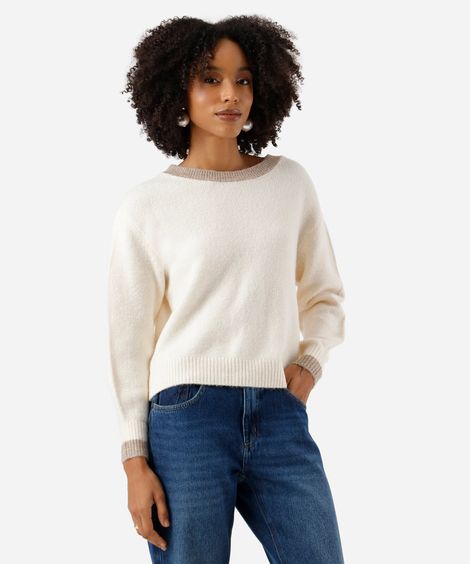 suéter feminino de tricot bege
