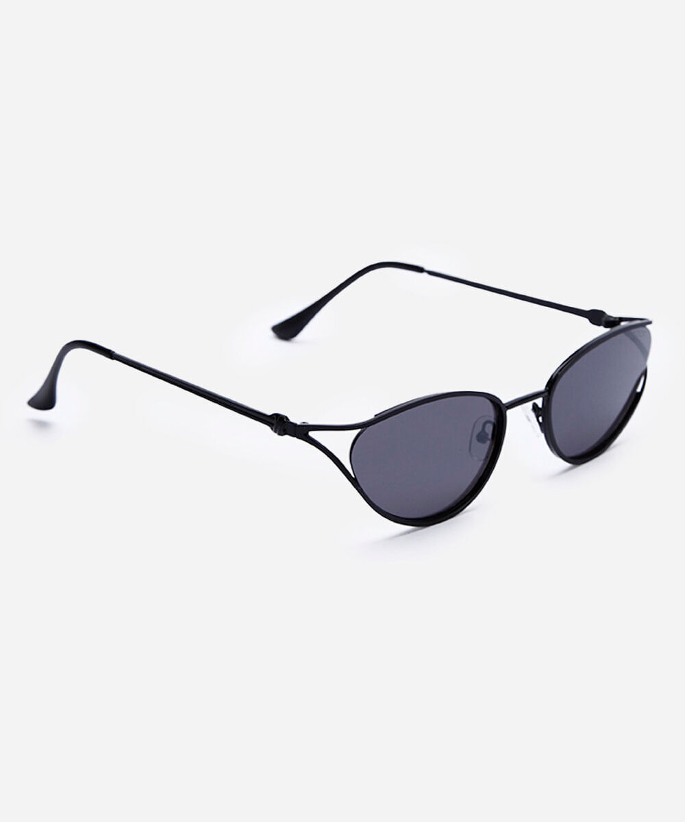 óculos de sol feminino oval de metal triton preto