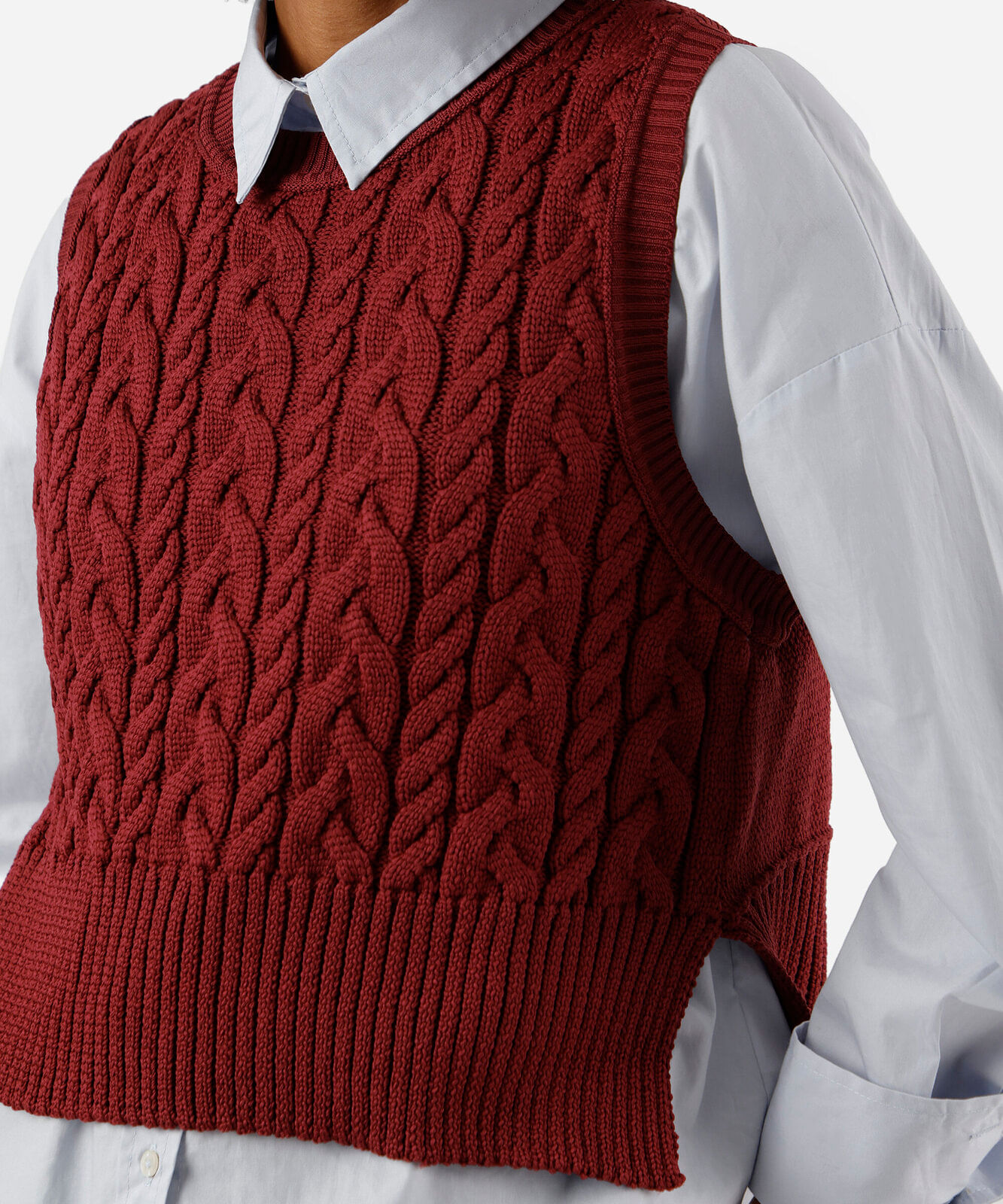 colete feminino de tricot texturizado vinho