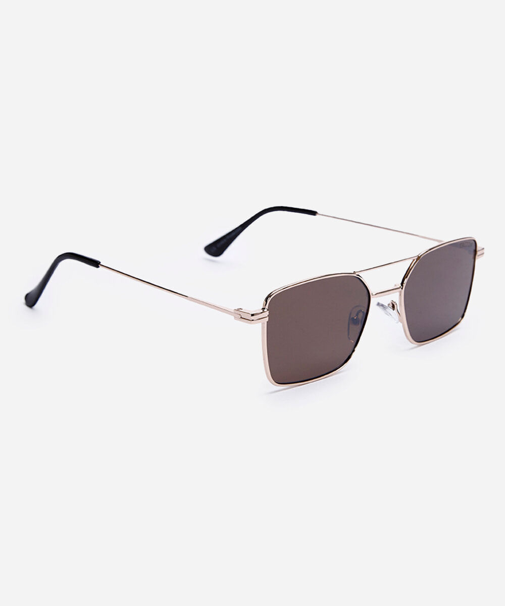 óculos de sol unissex quadrado de metal triton dourado