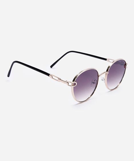 óculos de sol feminino redondo de metal triton dourado