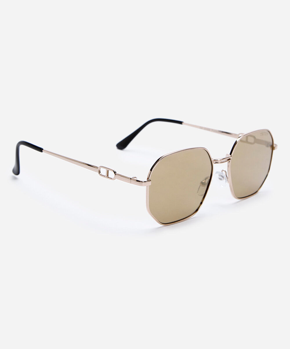 óculos de sol unissex quadrado de metal triton dourado