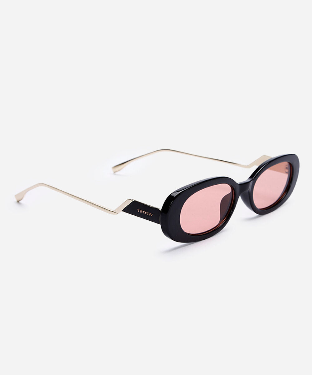 óculos de sol feminino oval de acetato triton preto