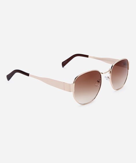 óculos de sol feminino quadrado de metal dourado