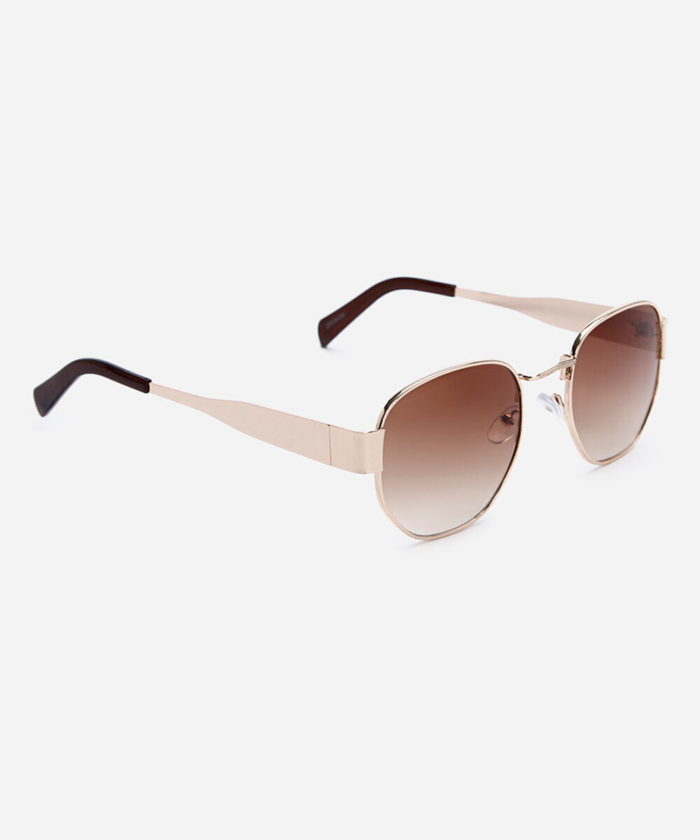 óculos de sol feminino quadrado de metal dourado