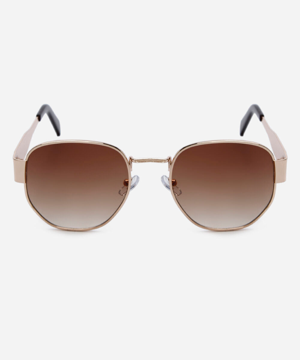 óculos de sol feminino quadrado de metal dourado