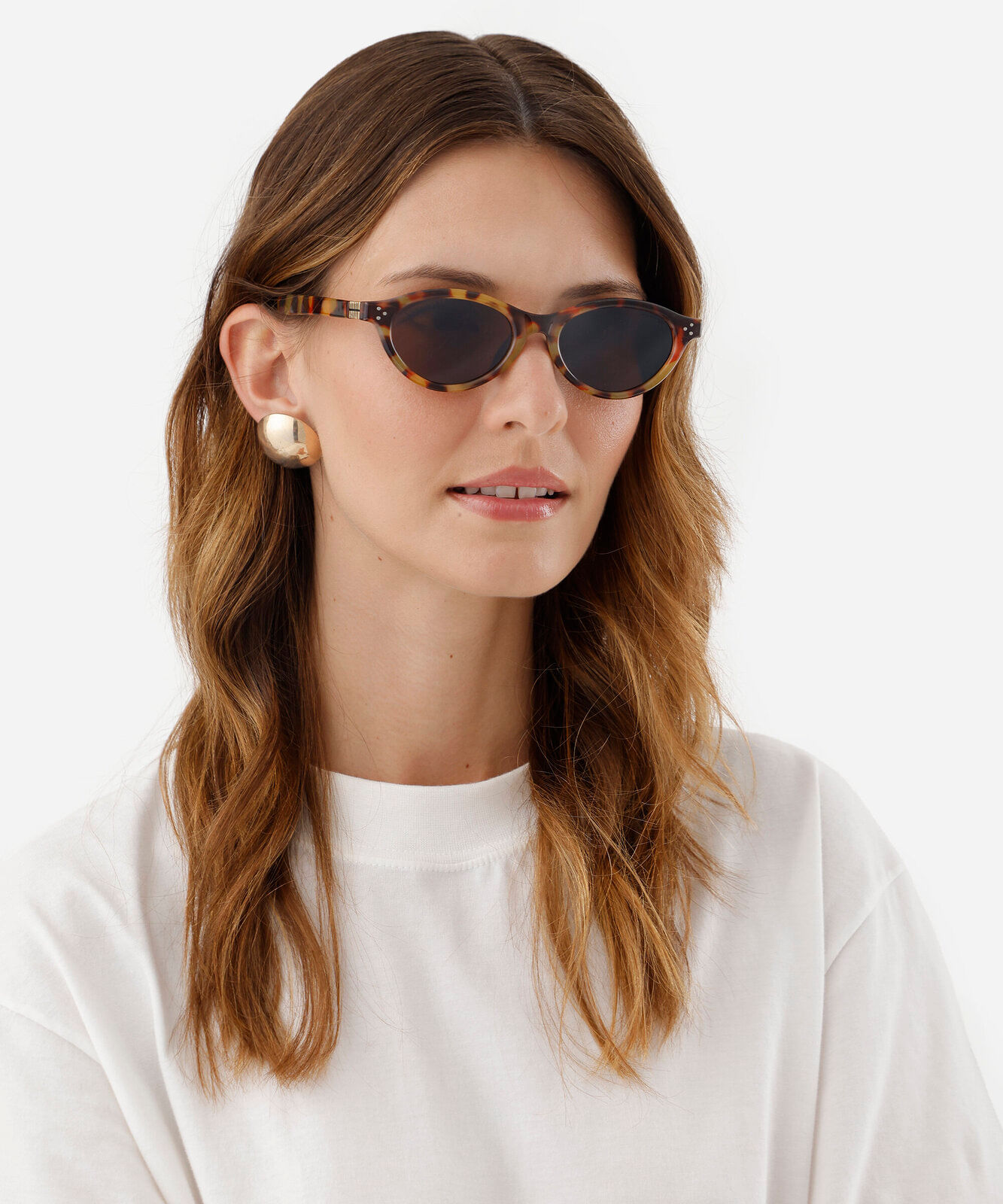 óculos de sol feminino oval de acetato triton colorido