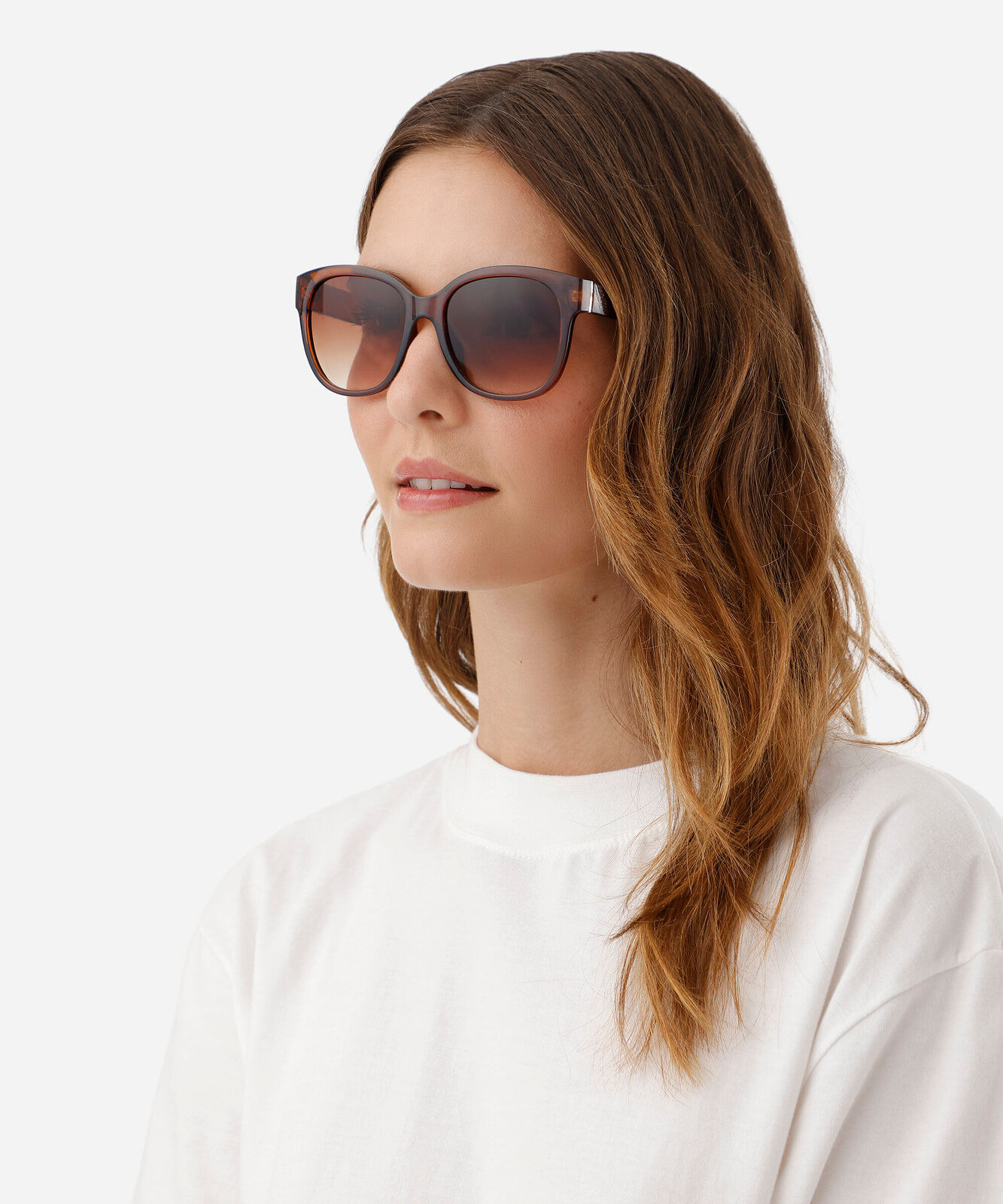 óculos de sol feminino redondo de acetato marrom