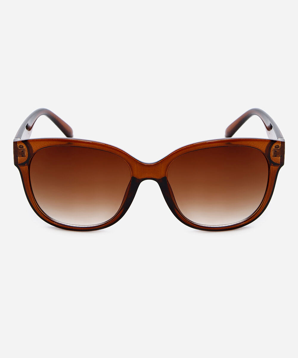 óculos de sol feminino redondo de acetato marrom