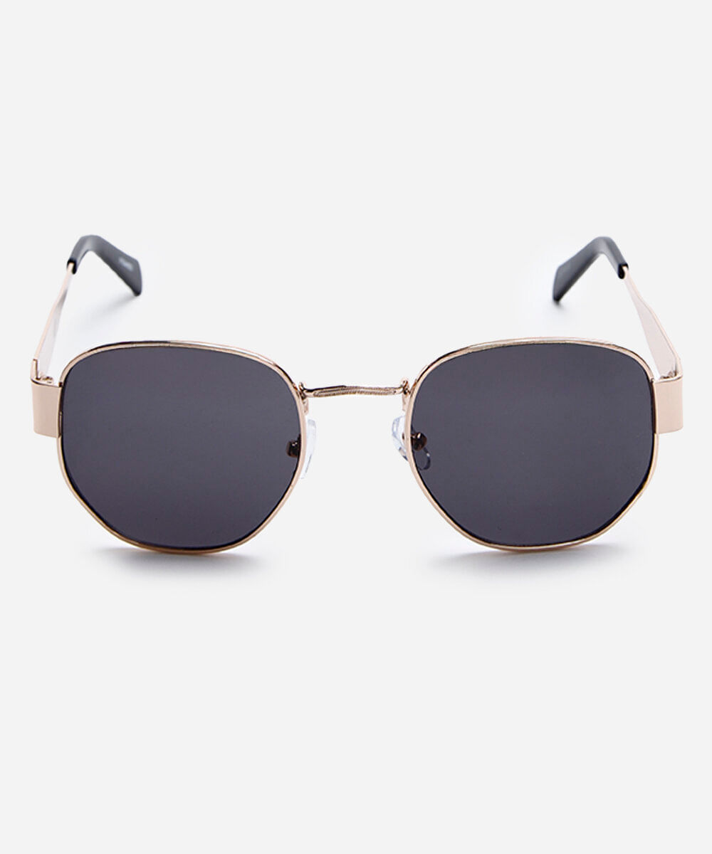 óculos de sol feminino quadrado de metal dourado