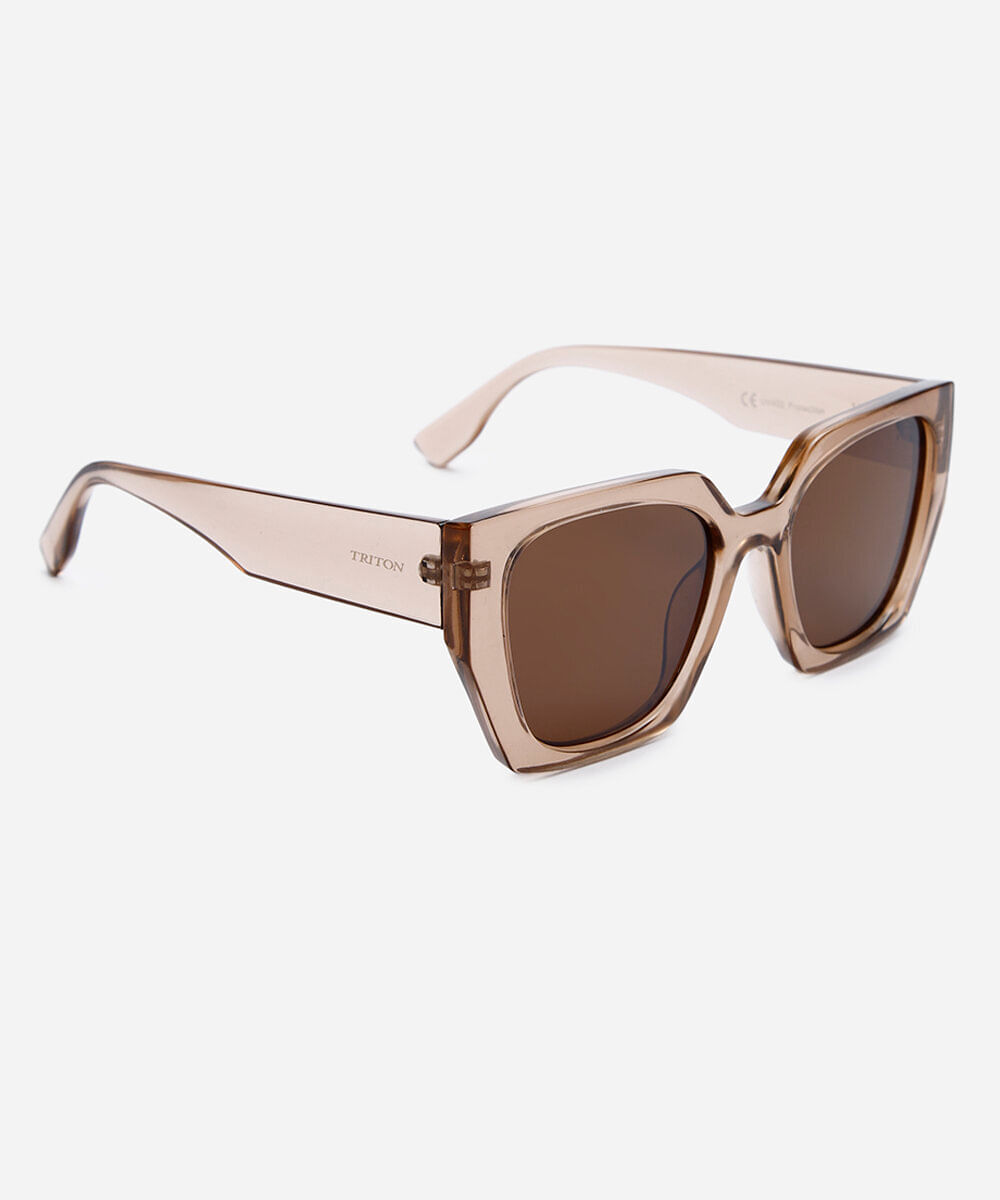 óculos de sol feminino quadrado de acetato triton marrom