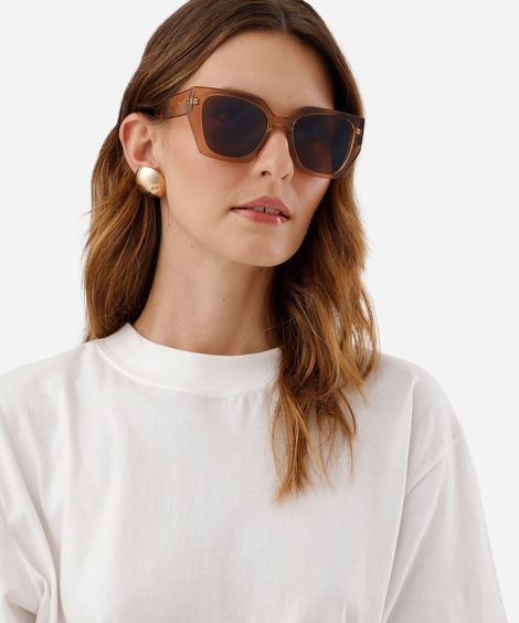 óculos de sol feminino quadrado de acetato triton marrom