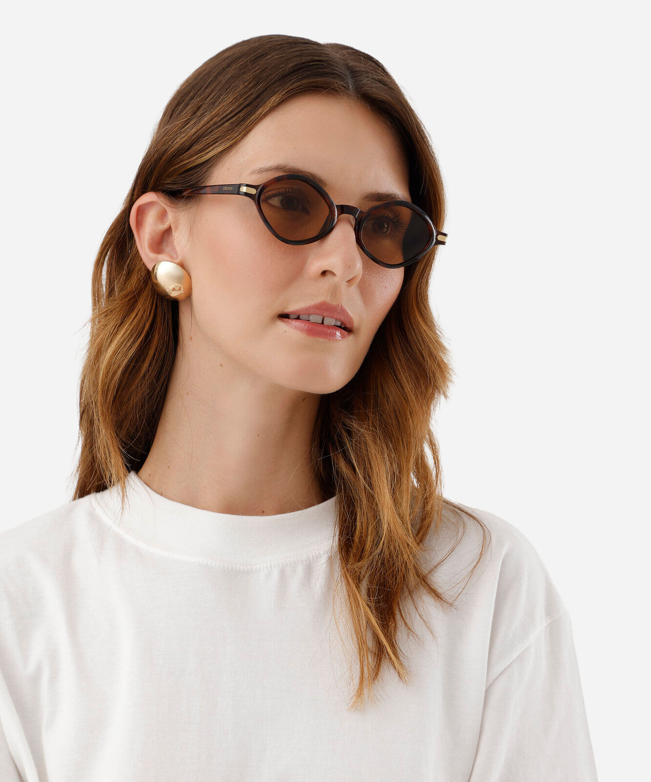 óculos de sol feminino oval de acetato triton colorido