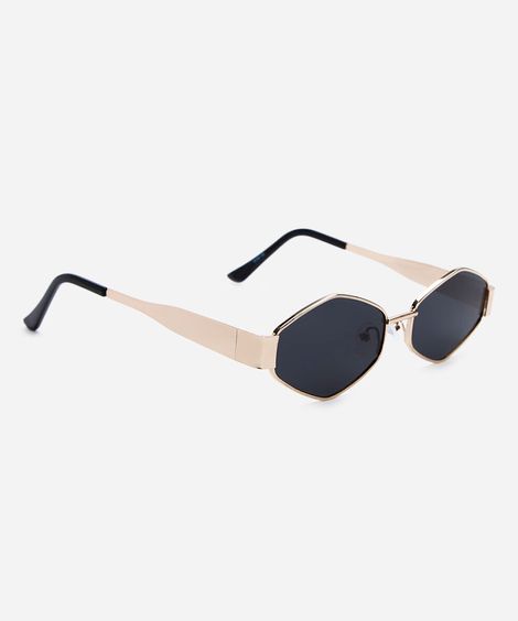 óculos de sol feminino oval de metal dourado