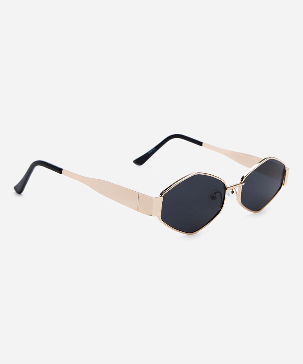 óculos de sol feminino oval de metal dourado