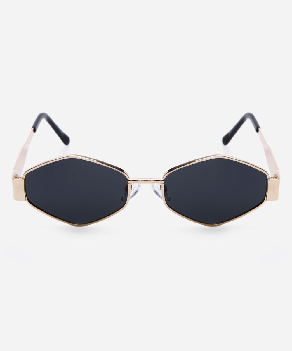 óculos de sol feminino oval de metal dourado