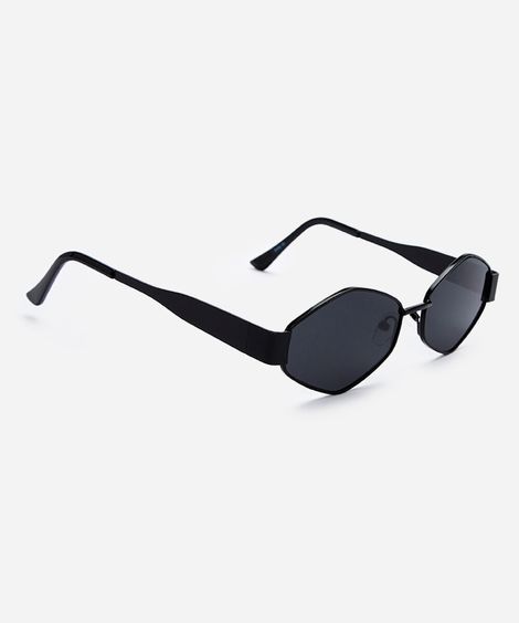 óculos de sol feminino oval de metal preto