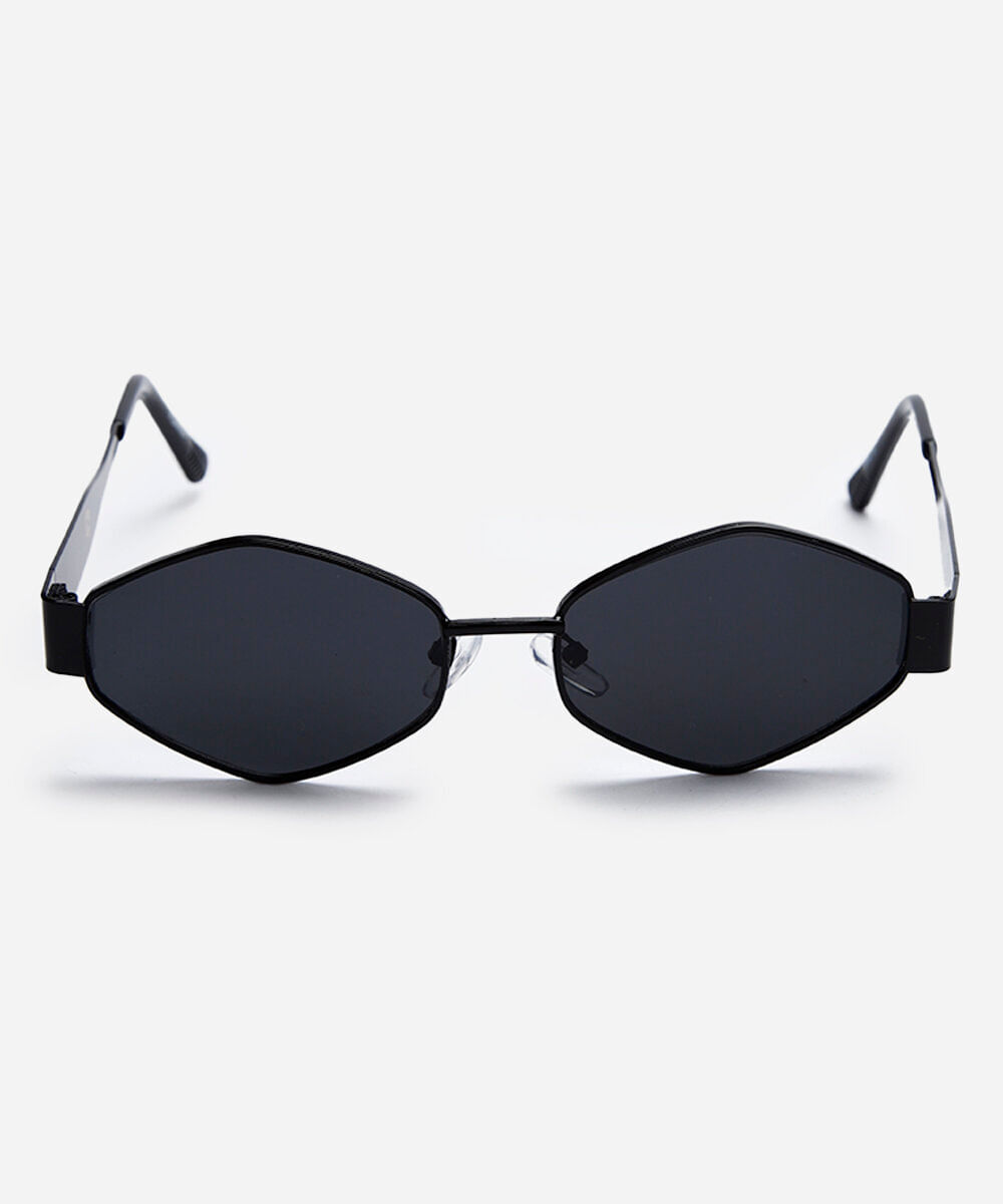 óculos de sol feminino oval de metal preto