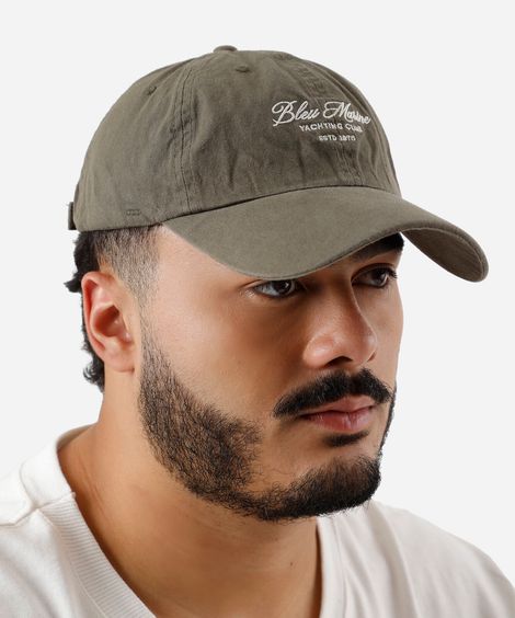 boné aba curva de sarja bordado verde