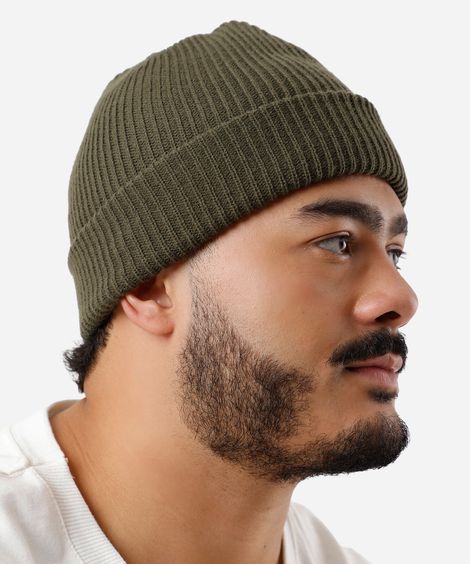 gorro masculino canelado verde