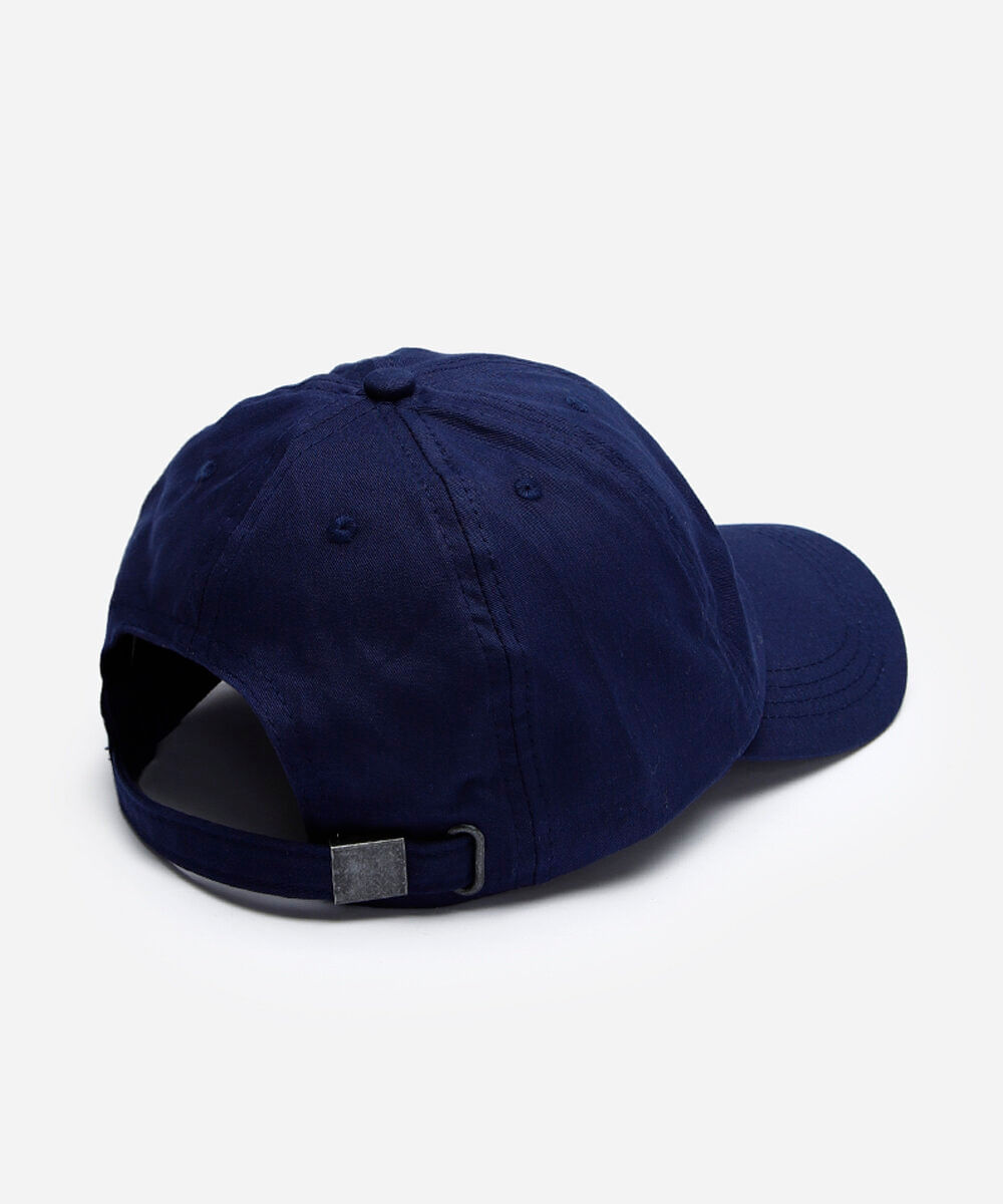boné aba curva de sarja bordado azul