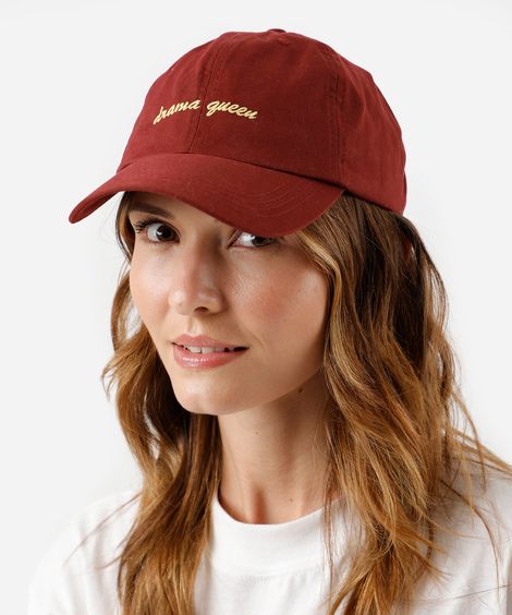 boné aba curva de sarja bordado vinho