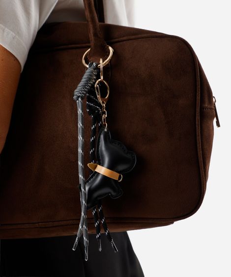 chaveiro bag charm cachorro e cordas preto