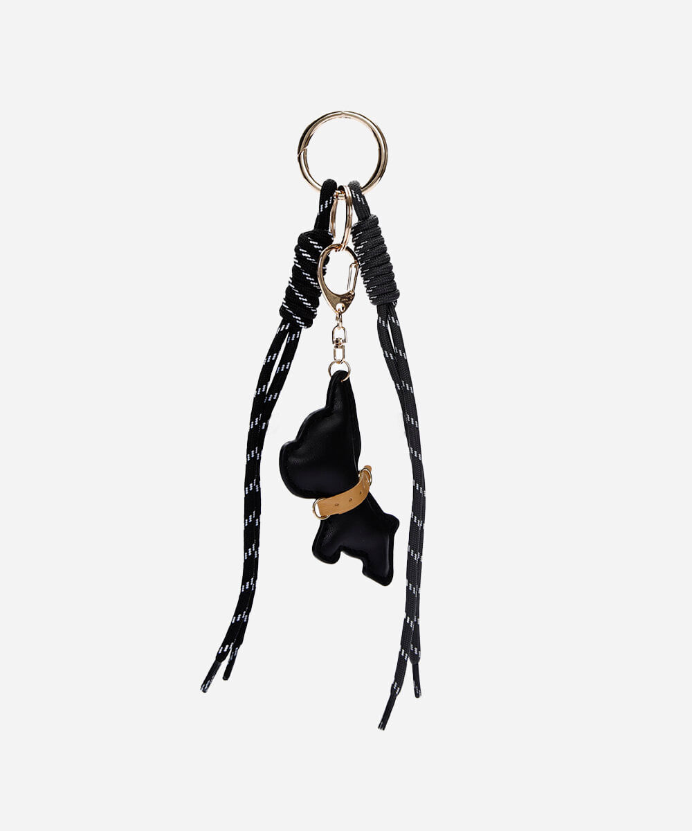 chaveiro bag charm cachorro e cordas preto