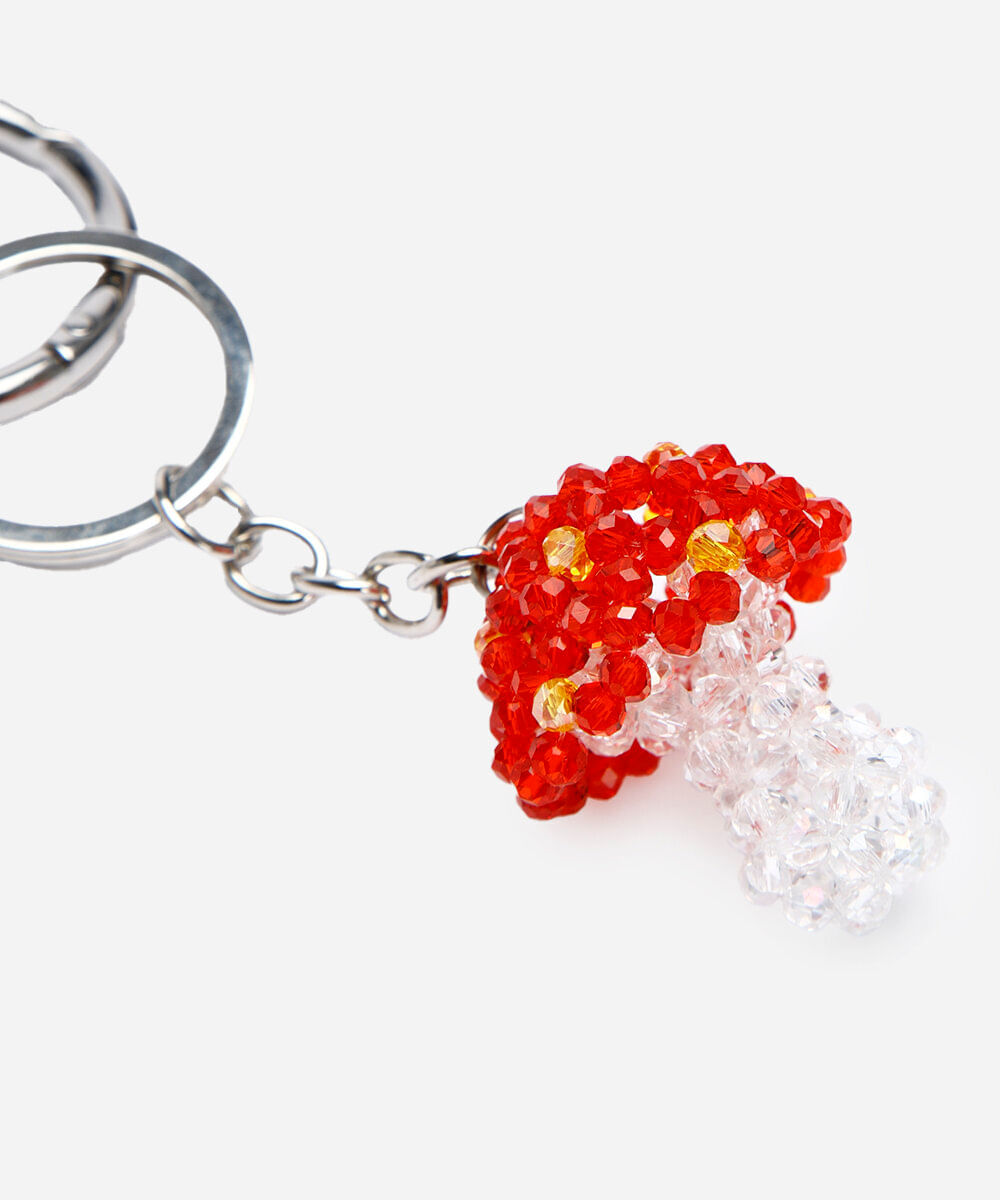 chaveiro bag charm cogumelo miçangas - multicor