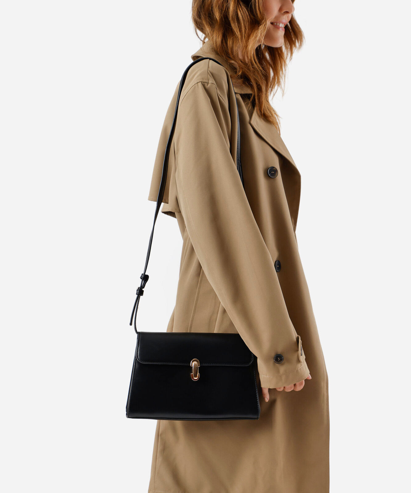 bolsa estruturada crossbody preta