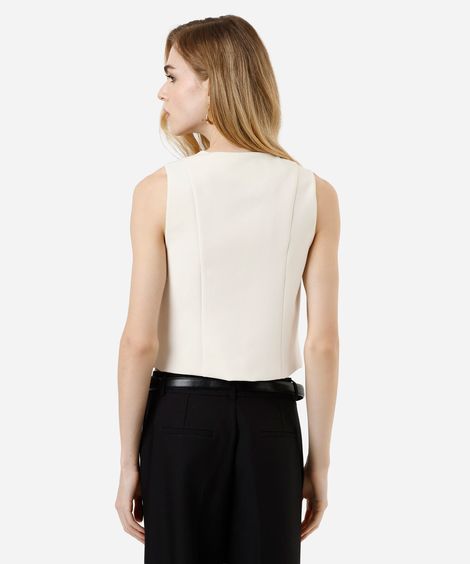 colete de alfaiataria feminino decote v bege