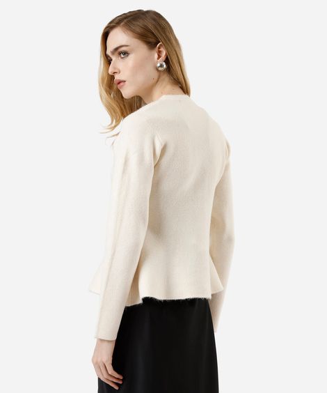 casaco peplum feminino de tricot bege