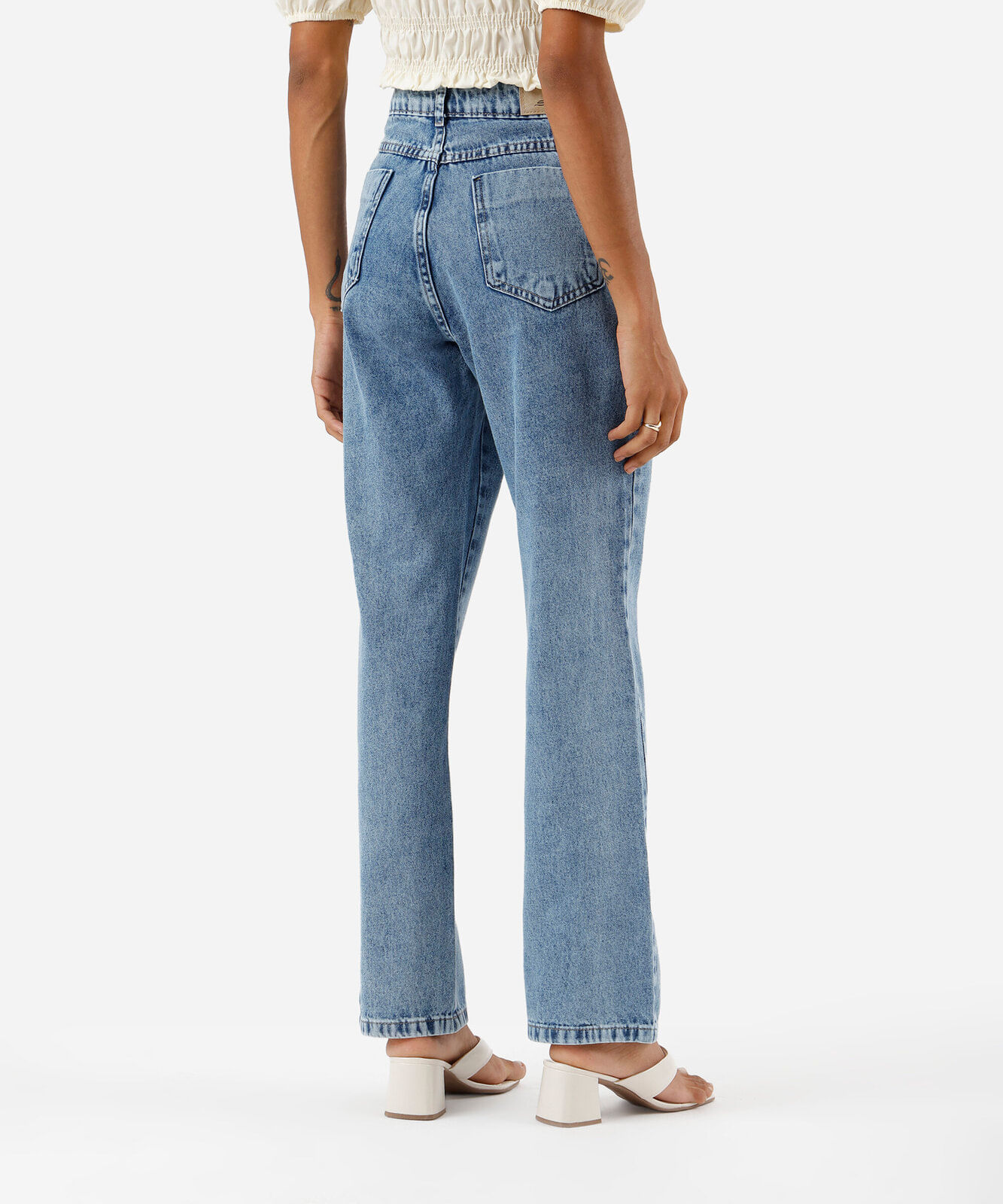 calça reta petit feminina  jeans  sawary azul