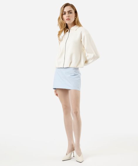 short saia feminino de sarja azul
